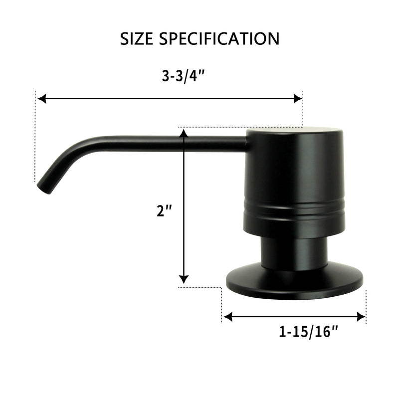 Built in Matte Black Soap Dispenser Refill from Top with 17 OZ Bottle - AK81002MB