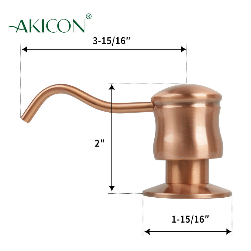 Built in Copper Soap Dispenser Refill from Top with 17 OZ Bottle - AK81006C