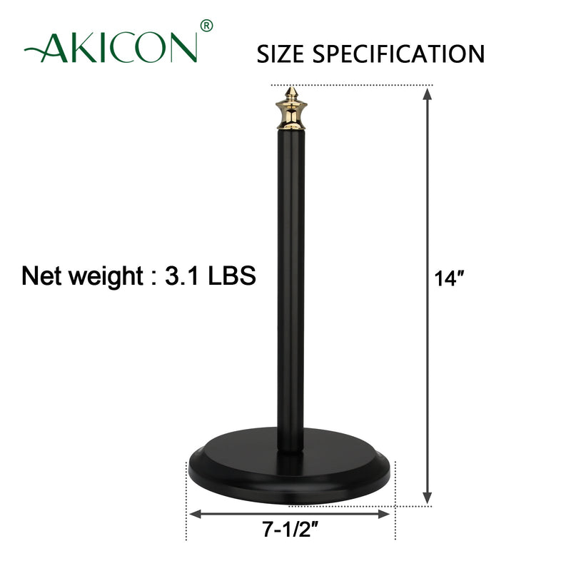 Black and Gold Paper Towel Holder Roll Dispenser Stand for Kitchen Countertop & Dining Room Table - AK79304-BLZG