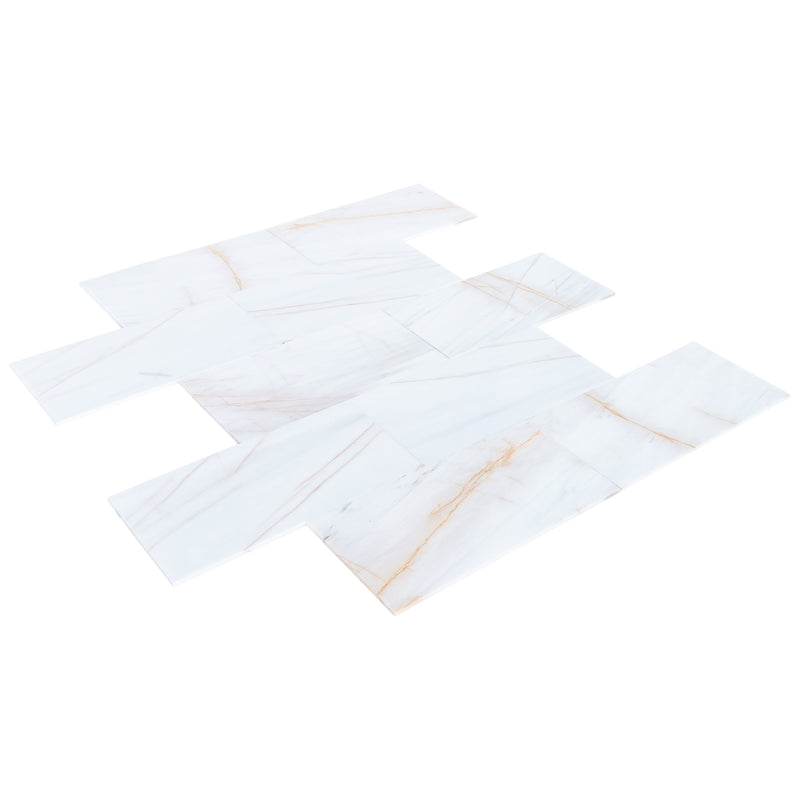 Bianco Dolomite Golden Spider Marble Polished Floor Wall Tile angle view