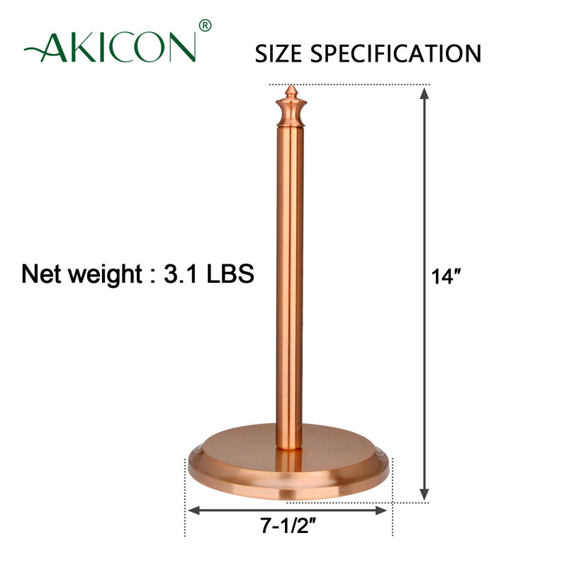 Copper Paper Towel Holder Roll Dispenser Stand for Kitchen Countertop & Dining Room Table - AK79304-C