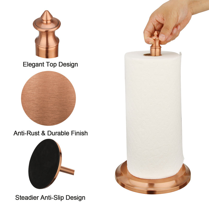 Copper Paper Towel Holder Roll Dispenser Stand for Kitchen Countertop & Dining Room Table - AK79304-C