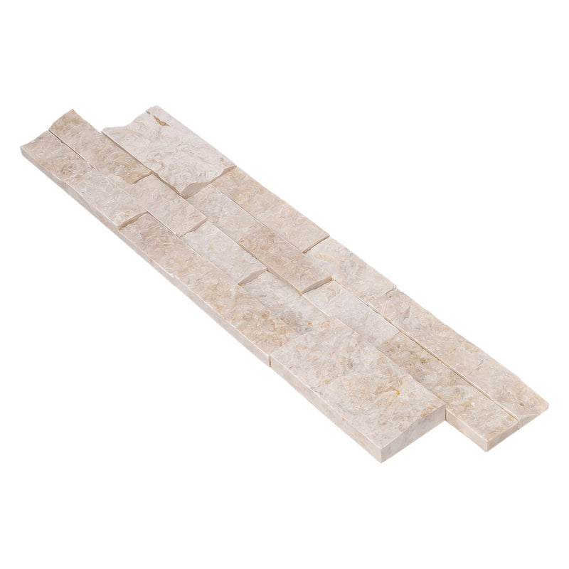 Cappucino Ledger 3D Panel 6x24 Split-face Natural Marble Wall Tile single angle view