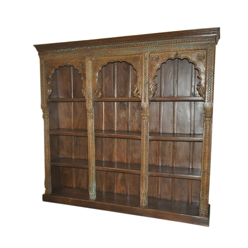 Antique Carved Archway Solid Wood Large Bookcase (FP)