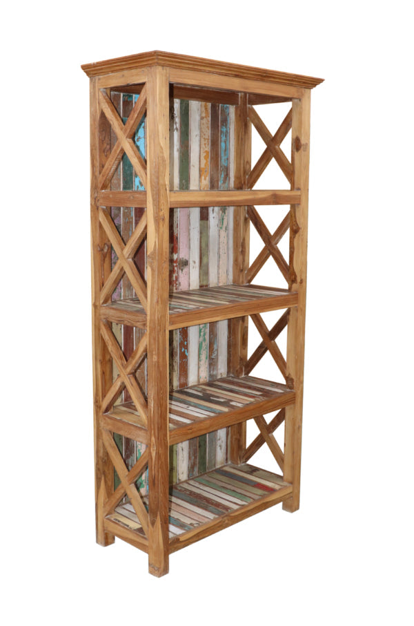 4 Shelves Reclaimed Wood Display Bookcase