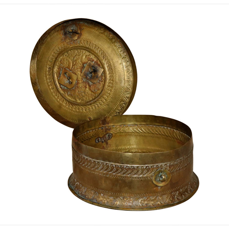Antique Brass Chapati Round Decorative Box