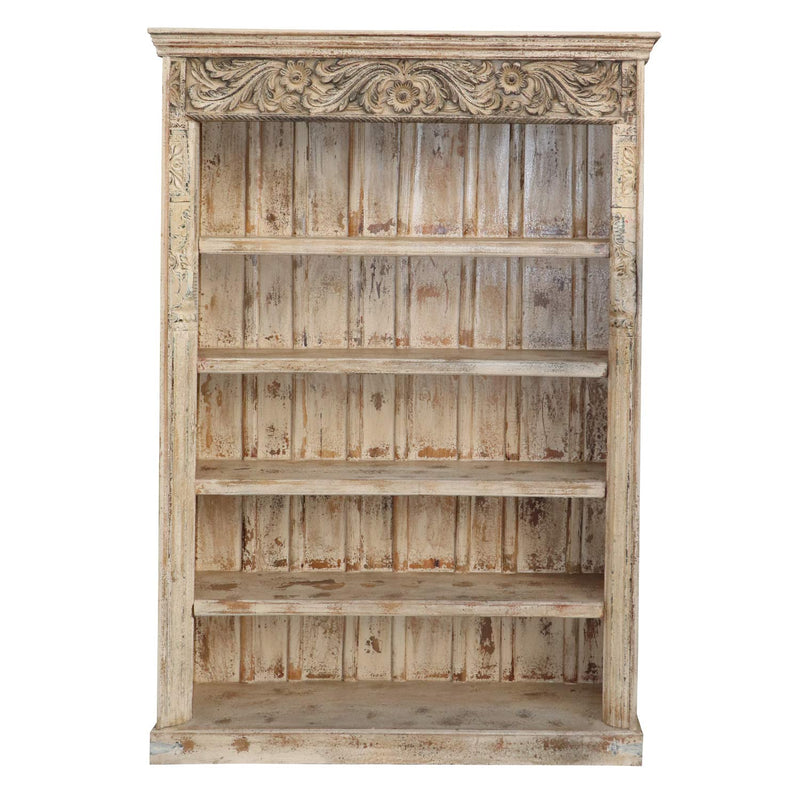 Antique Carved Doorframe Distressed 84" Tall Bookcase