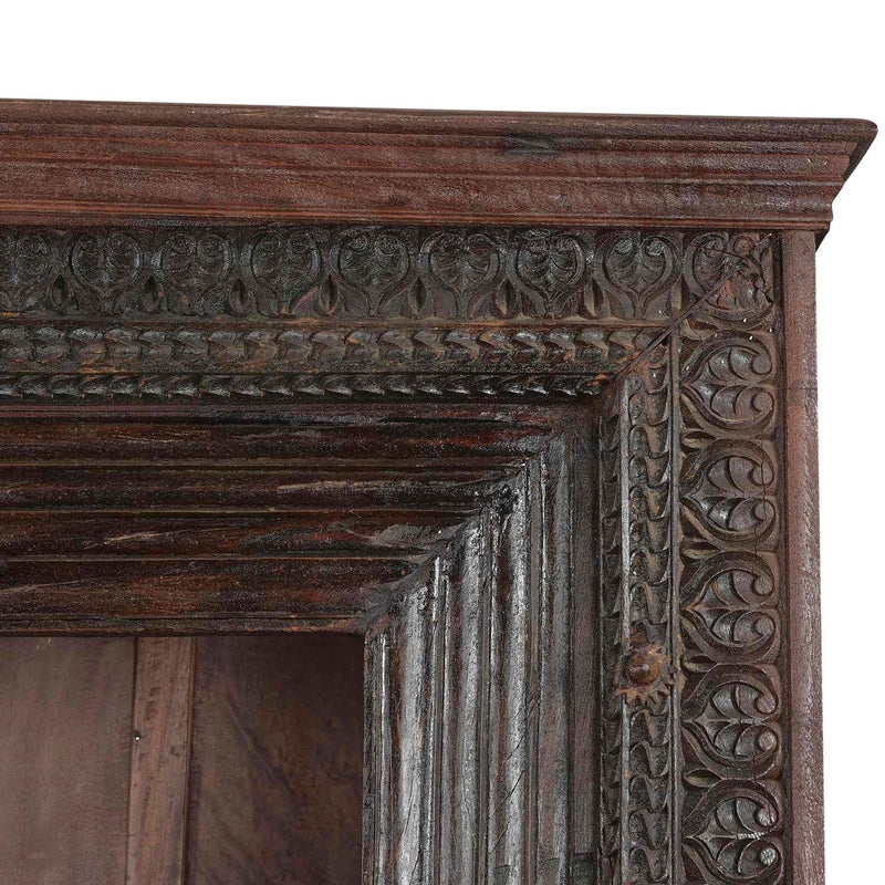 1800s Antique Teak Wood Doorframe Upcycled 68" Wide Large Bookcase Display