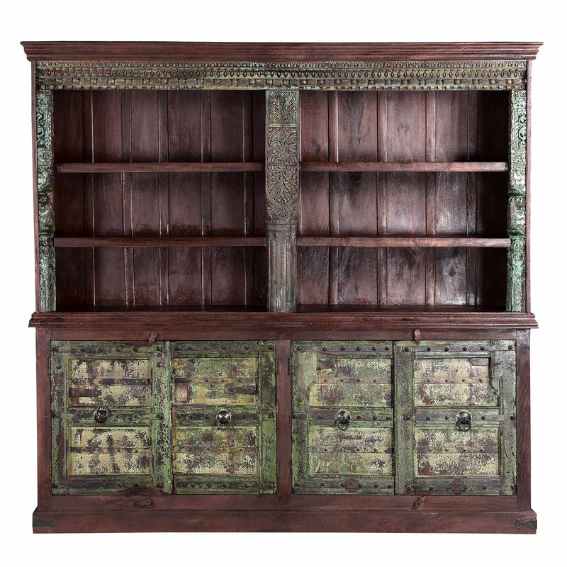 1800s Antique Door Repurposed Extra Large 89" Wide Bookcase Cabinet