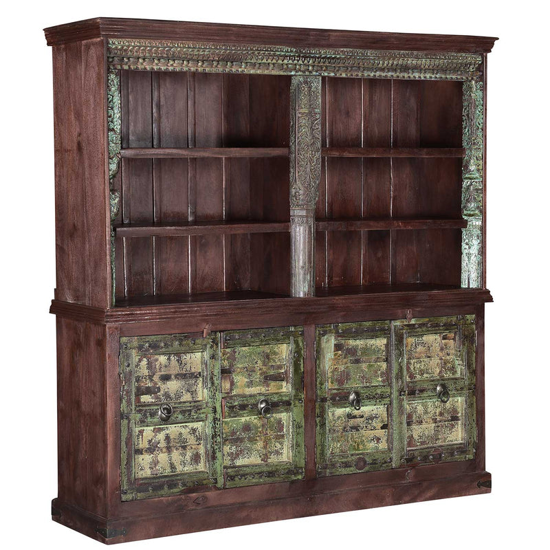 1800s Antique Door Repurposed Extra Large 89" Wide Bookcase Cabinet