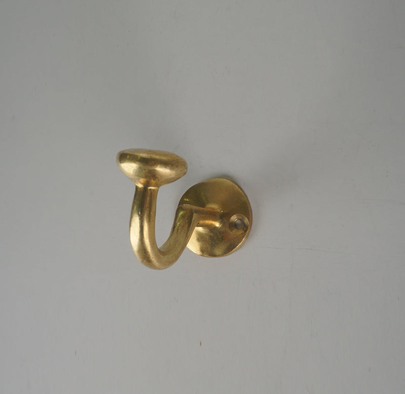 Set of Handcrafted Unlacquered Brass Coat Hooks