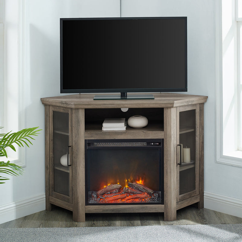 48" Wood Corner Fireplace TV Stand