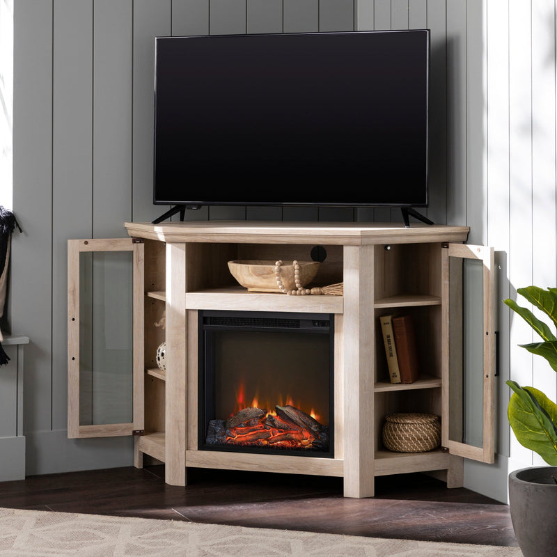 48" Wood Corner Fireplace TV Stand