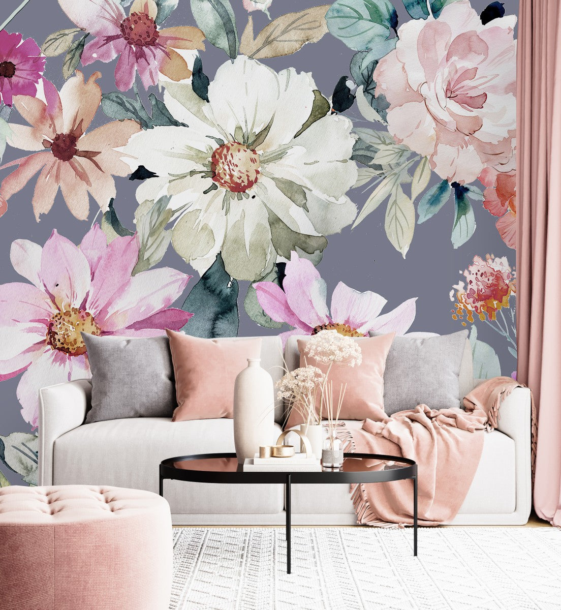 Grey Floral Wallpaper