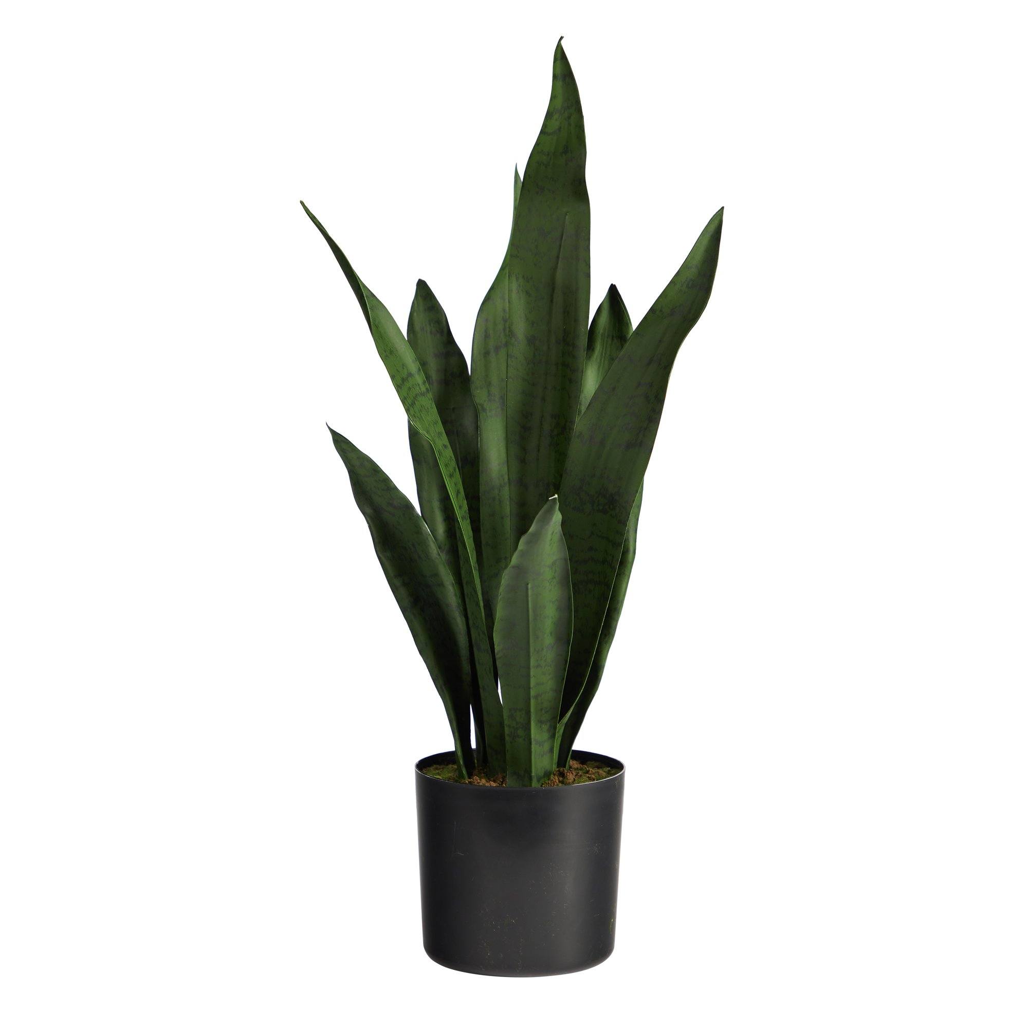 sansevieria artificial snake plant in metal planter Nearly Natural 22 in. Artificial Sansevieria Plant