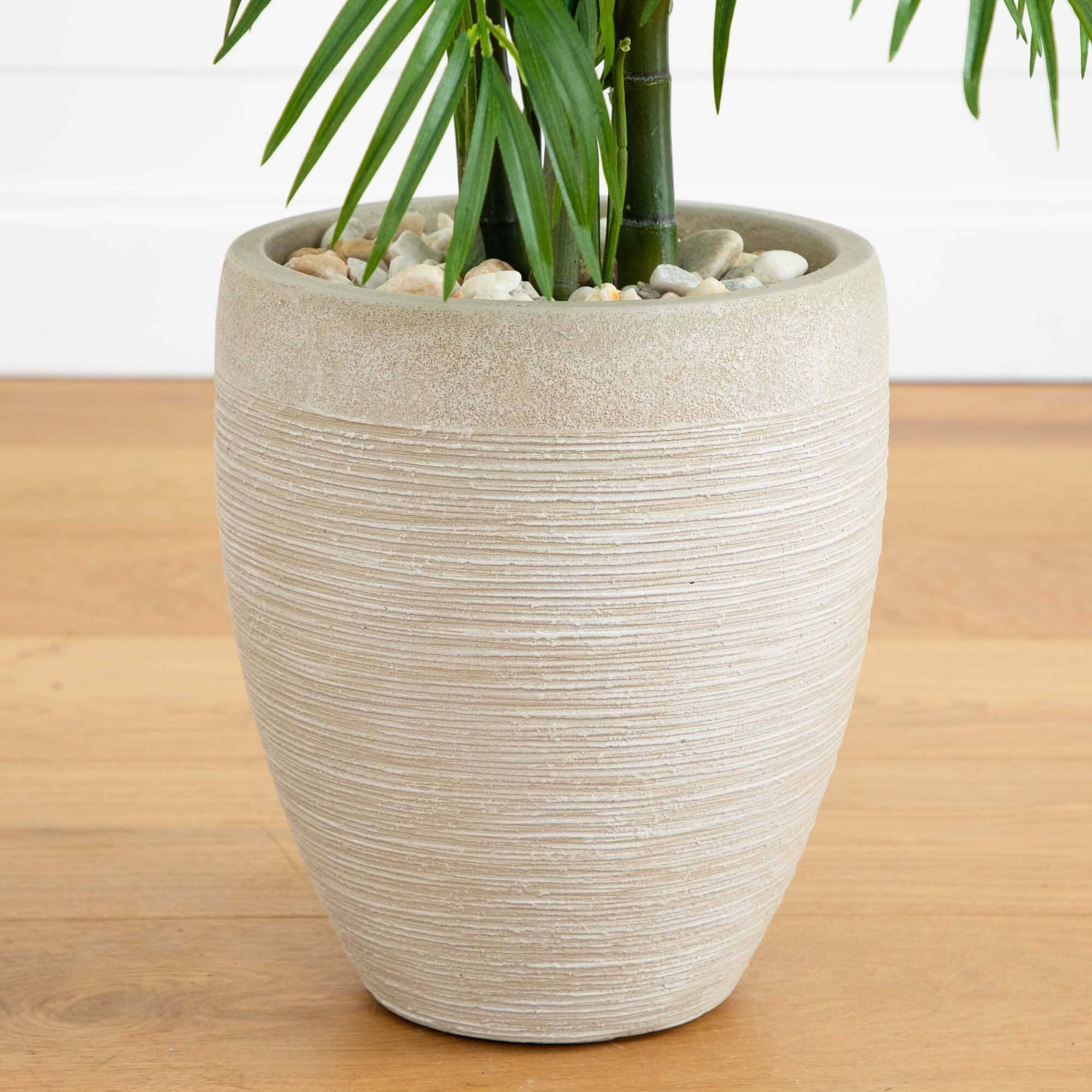 areca palm sand Nearly Natural 4-ft Areca Palm Artificial Tree in Sand Colored Planter