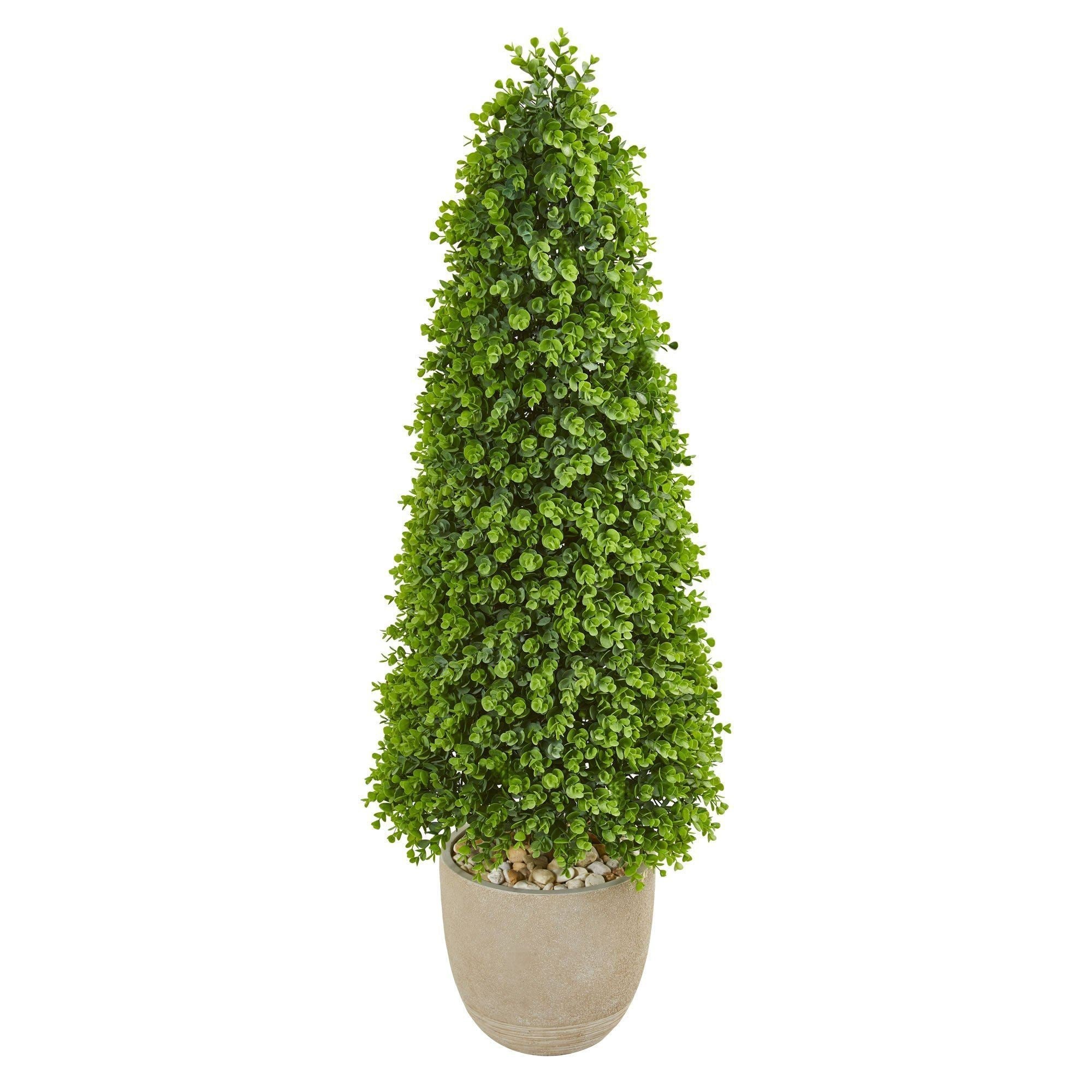 50” Eucalyptus Topiary Artificial Tree in Sandstone Planter (Indoor/Ou