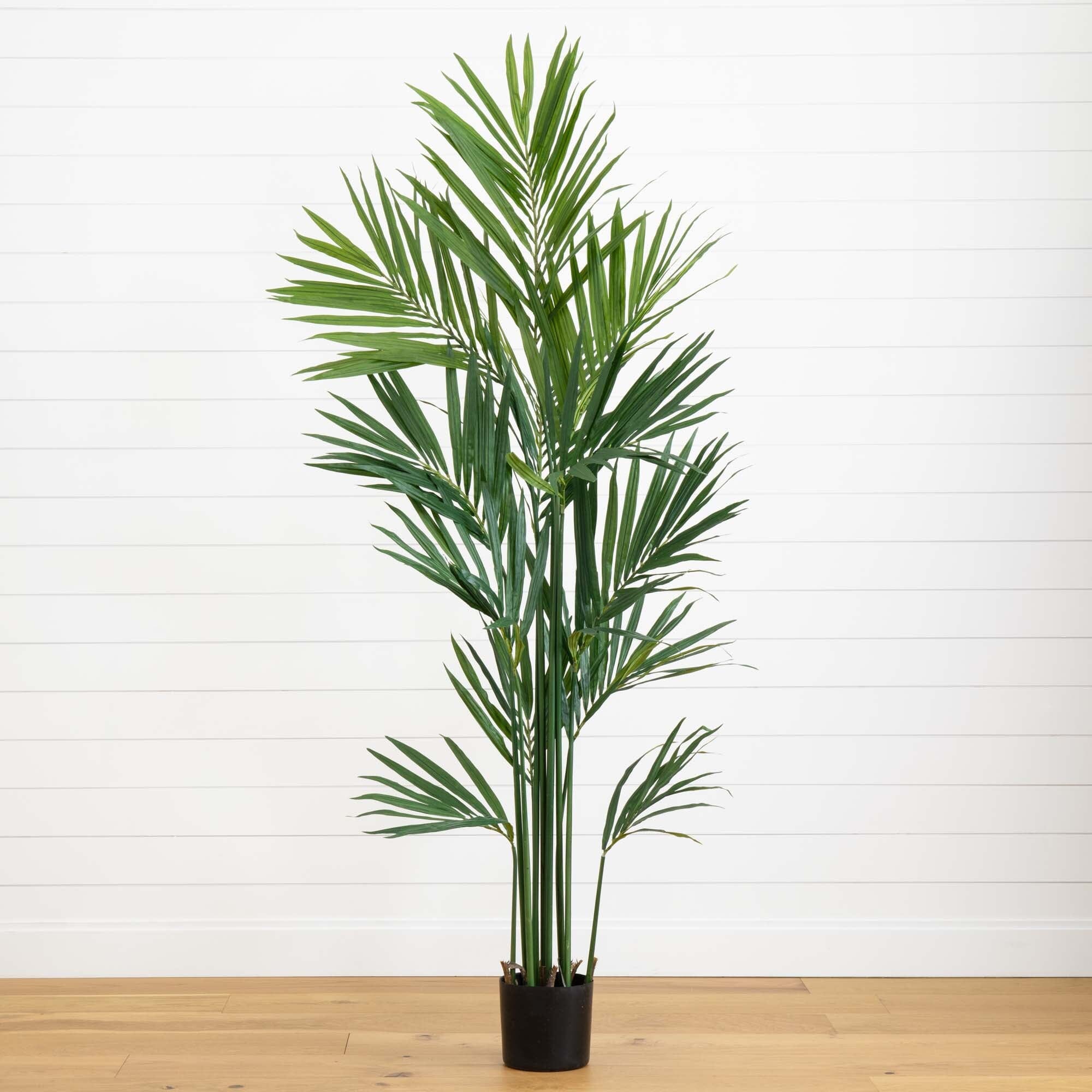 large fake palm plant Nearly Natural 7 ft. Kentia Palm Silk Tree
