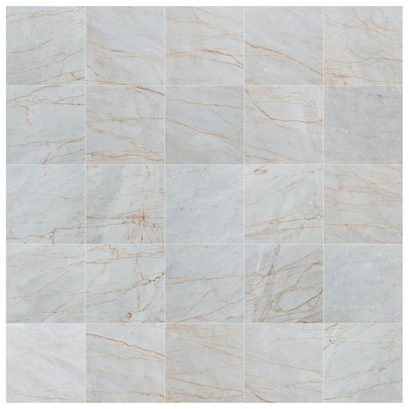 bianco venato white exotic marble 24x24 polished multiple top white grouted view