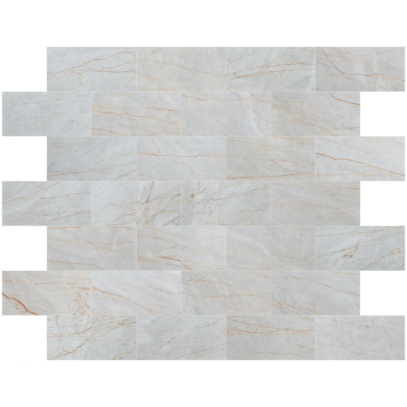 bianco venato white exotic marble 24x48 polished multiple top white grouted view