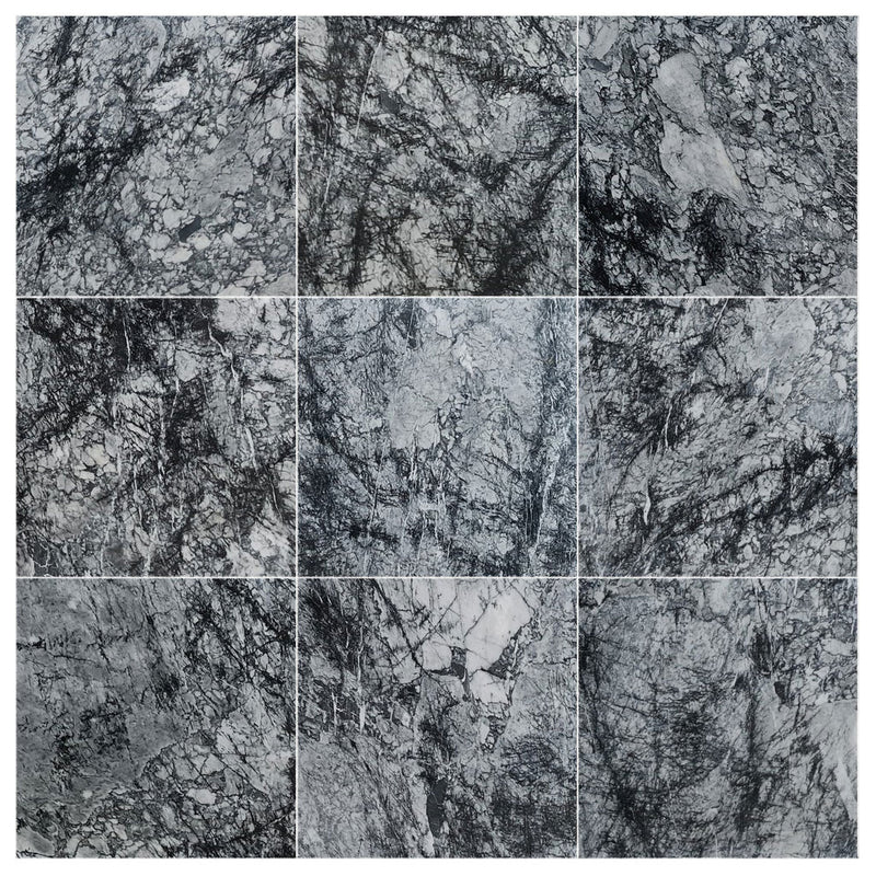 black cloud marble tile large format 24x24 polished multiple top view