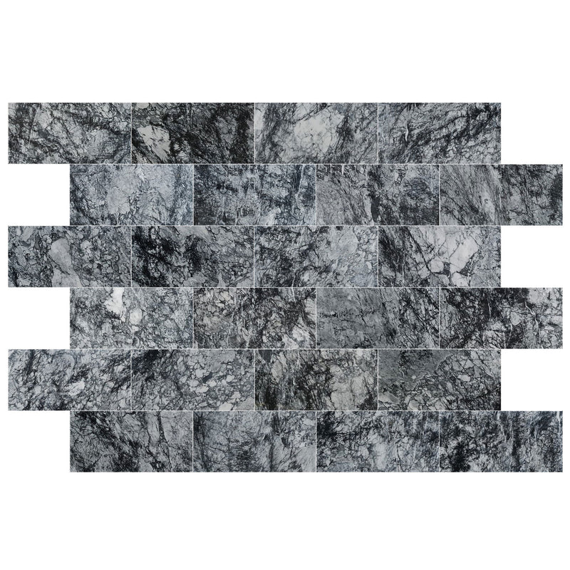 black cloud marble tile large format 24x48 polished multiple top view