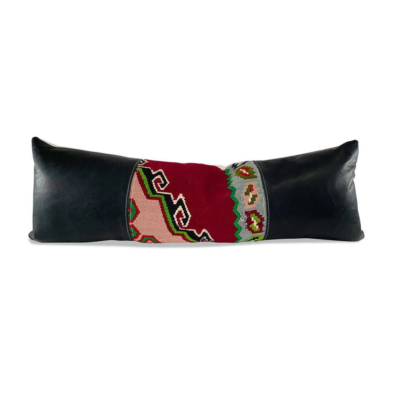Black Leather Decorative Bed Pillow