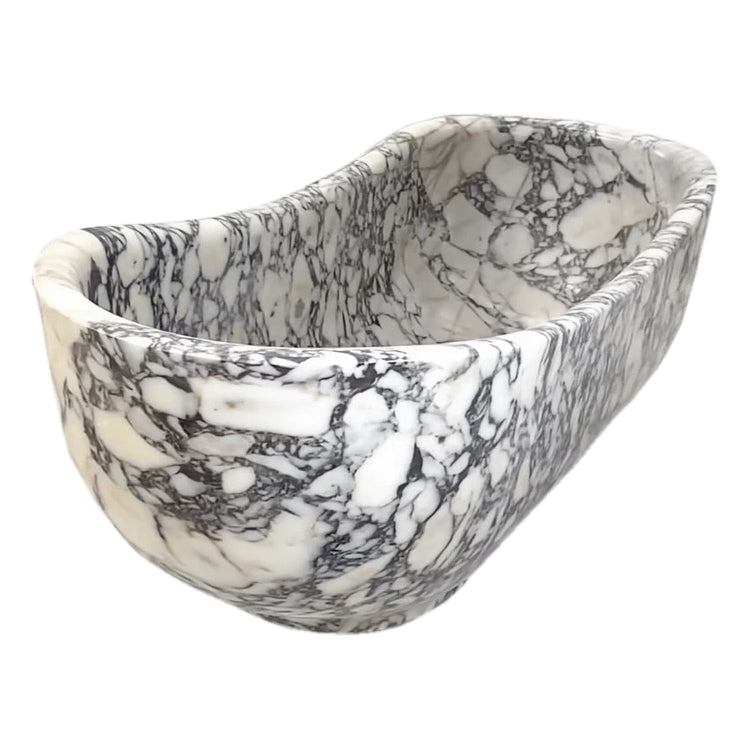 Calacatta Viola Bathtub Hand-carved from Solid Marble Block (W)34" (L)70" (H)26" corner angle view