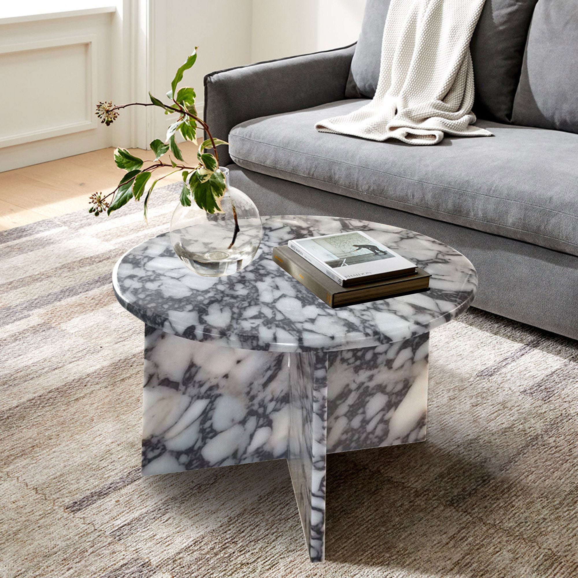 Calacatta Viola Marble Round Polished Coffee Table (D)24