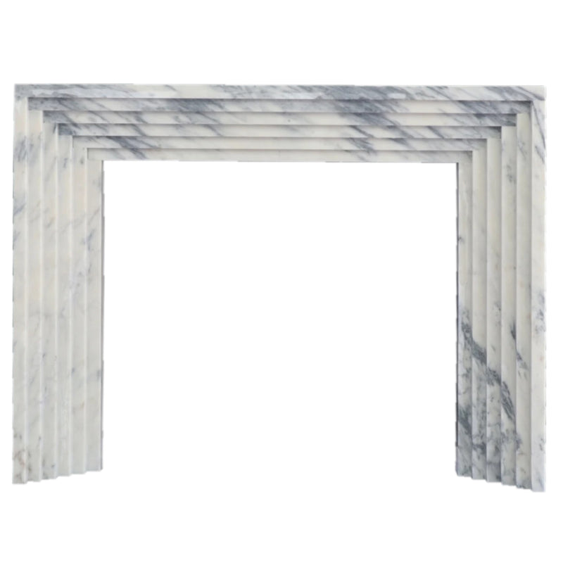 Calacatta Viola Marble Art Deco Fireplace Mantel Polished (W)8" (L)60" (H)47" front view