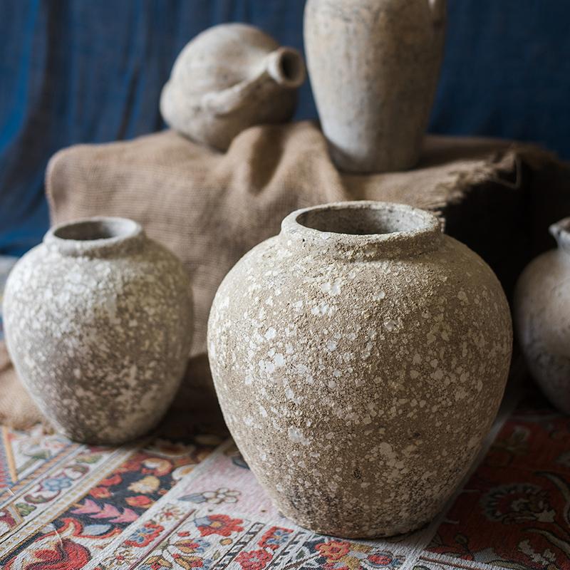 rusticreach large terracotta red concrete planter pot Cement Pot Pompeii Style Handmade Art Jar Pot
