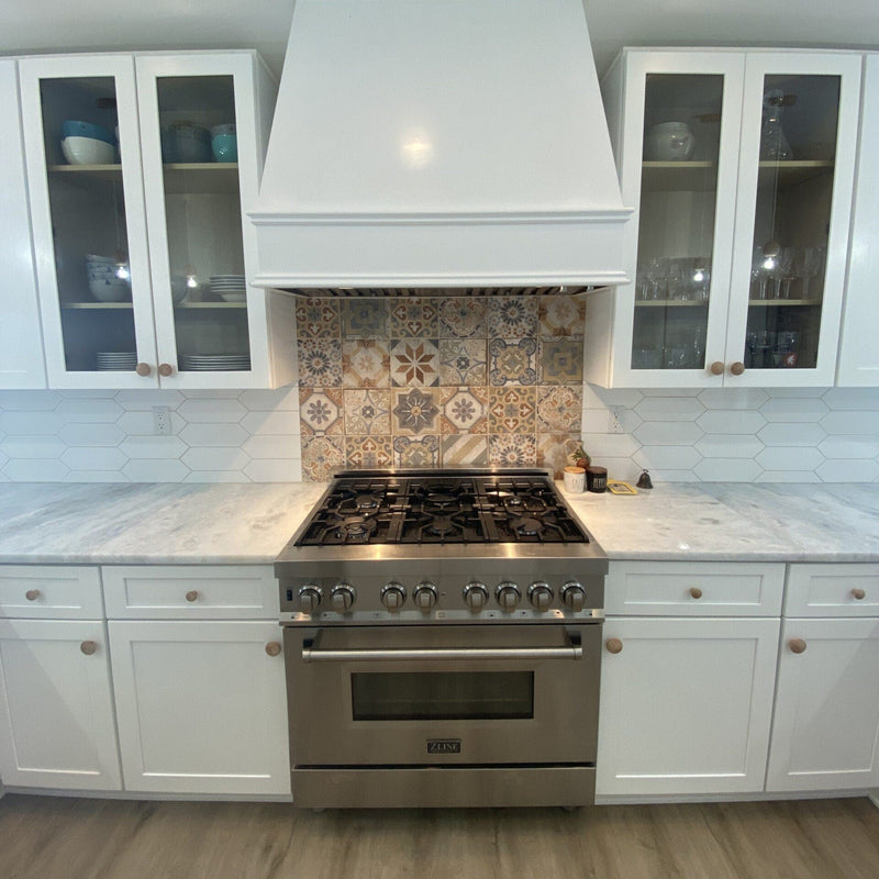 Unfinished Wood Range Hood With Tapered Front and Decorative Trim - 30", 36", 42", 48", 54" and 60" Widths Available