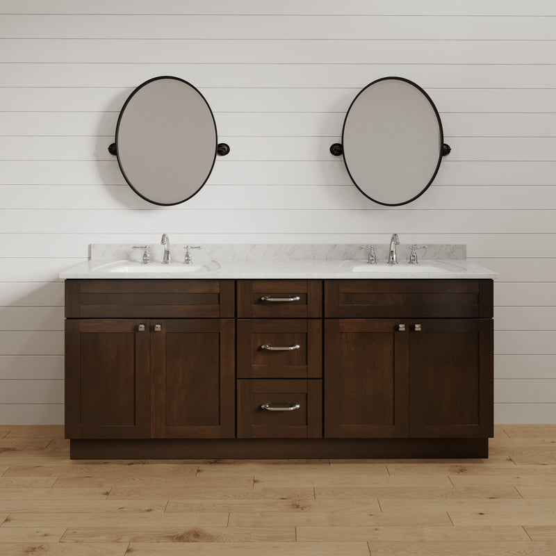 60 Inch Espresso Shaker Double Sink Bathroom Vanity with Drawers