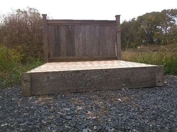 Wood Platform Bed, Barn Wood Bed Frame, Rustic Platform Bed, Sunset Platform Bed, Drawers Bed Platform, King Headboard Bed, Log Bed Frame