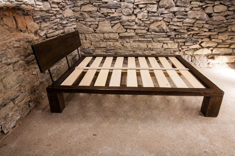 The Lakeside Modern Industrial Platform Bed Frame, Rustic Platform Bed, Reclaimed Wood Bed, Eco Friendly Platform Bed, Bedroom Furniture