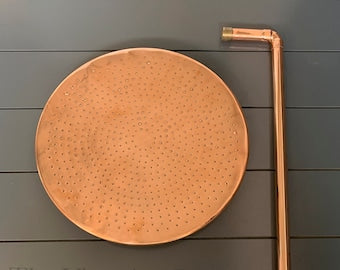 Copper Outdoor Shower - Natural Copper Rain Showerhead - Handcrafted Garden Fixture