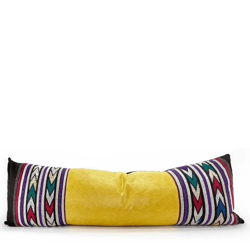 Yellow Italian Snake Skin & Vintage Peruvian Pillow