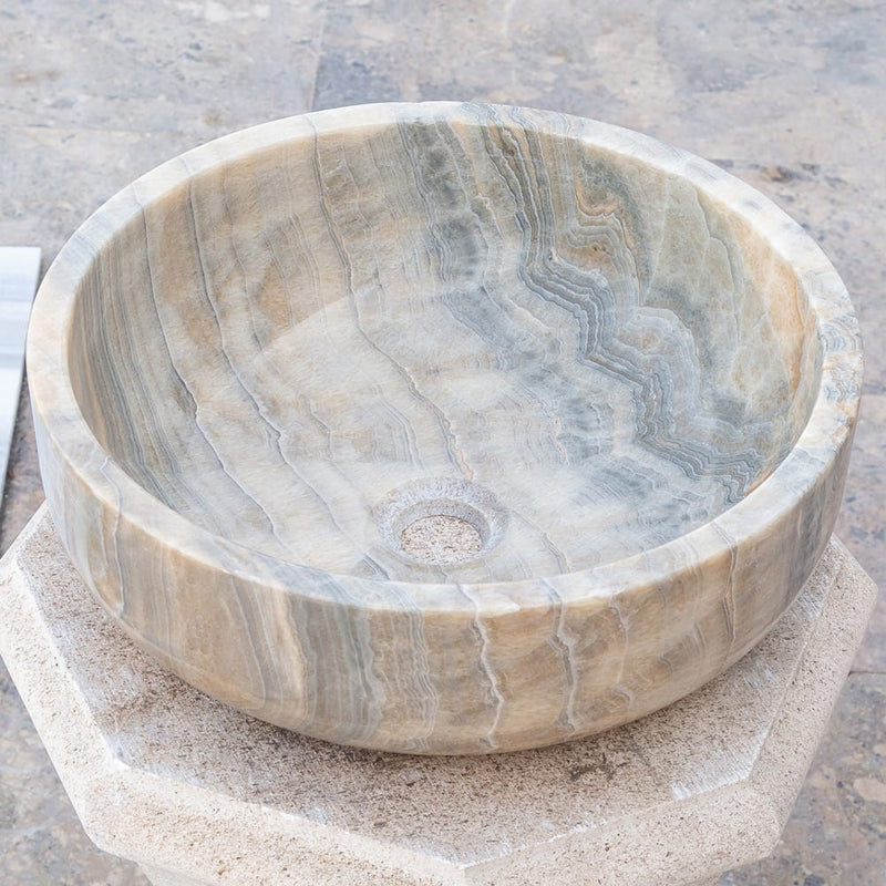 Bubble gray Onyx translucent vessel sink angle product view