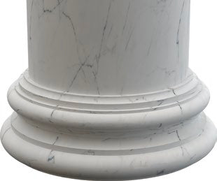 Carrara white marble hand-carved greek doric base D16xH12 MEGCL03 product shot