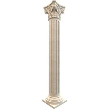 Crema marfil marble hand-carved column base head body included 20x20x79 MEGCL01 angle view