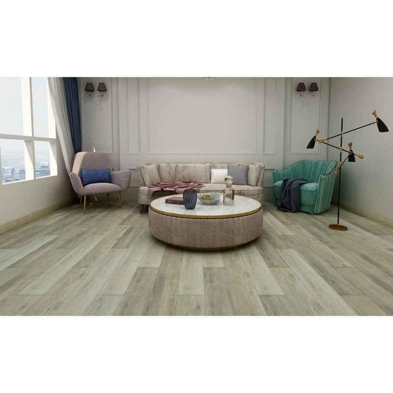 Green Touch Flooring rigid vinyl flooring LVT 48x7 Hudson SF501 living room scene