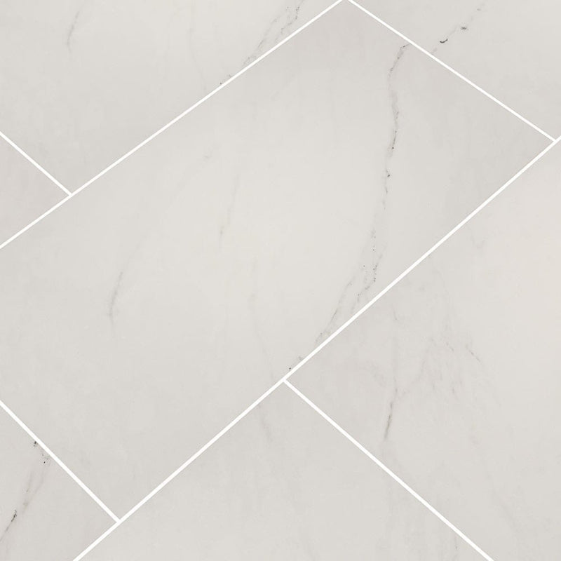 MSI aria ice 12x24 polished porcelain floor wall tile NARICE1224P product shot multiple tiles angle view