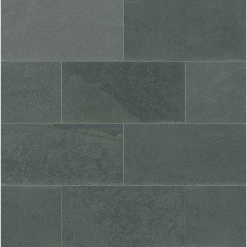 Montauk blue 3 in x 6 in gauged slate floor and wall tile SMONBLU36G product shot multiple tiles angle top view