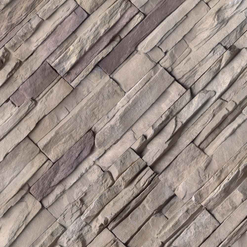 Peninsula sand stacked stone 9x19.5 natural manufactured stone LPNLEPENSAN6 product shot angle ledger view