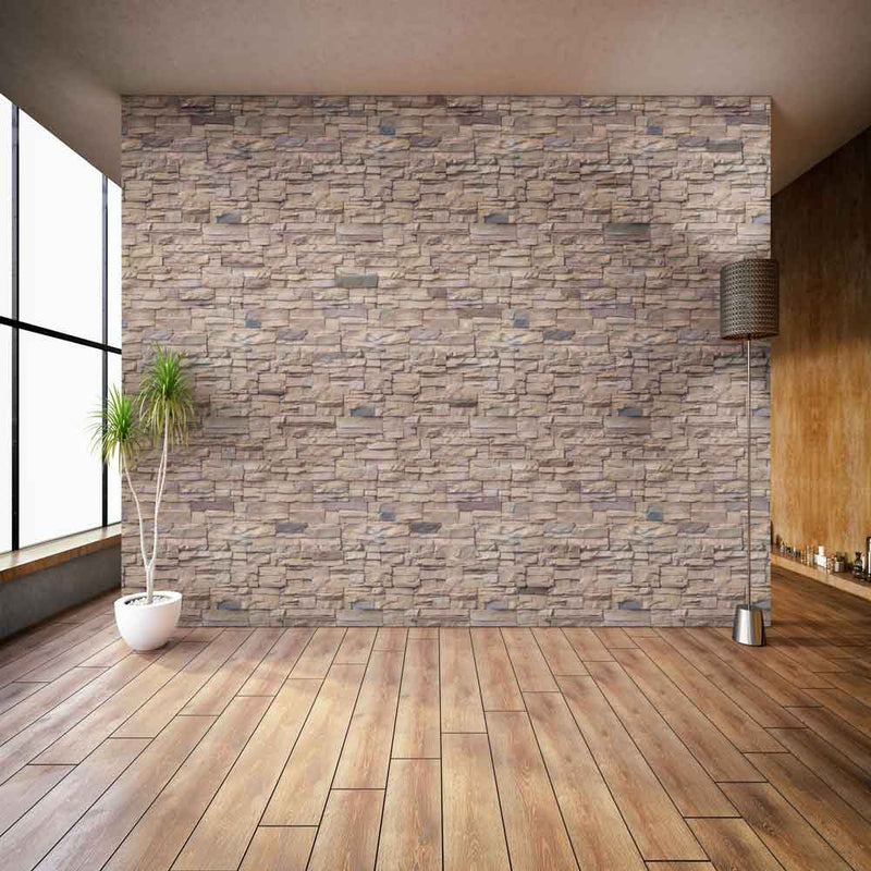 Peninsula sand stacked stone 9x19.5 natural manufactured stone LPNLEPENSAN6 product shot room ledger view