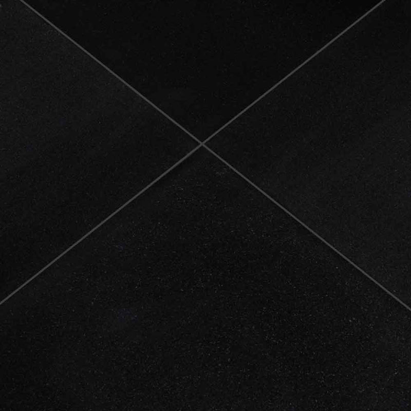 Premium black 18 in x 18 in polished granite floor and wall tile TPREMSUD1818 product shot angle view