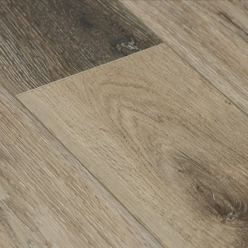 Rigid core vinyl planks 7x48 SPC almond oak 5.2mm 12mil wear layer 1520516 angle view closeup