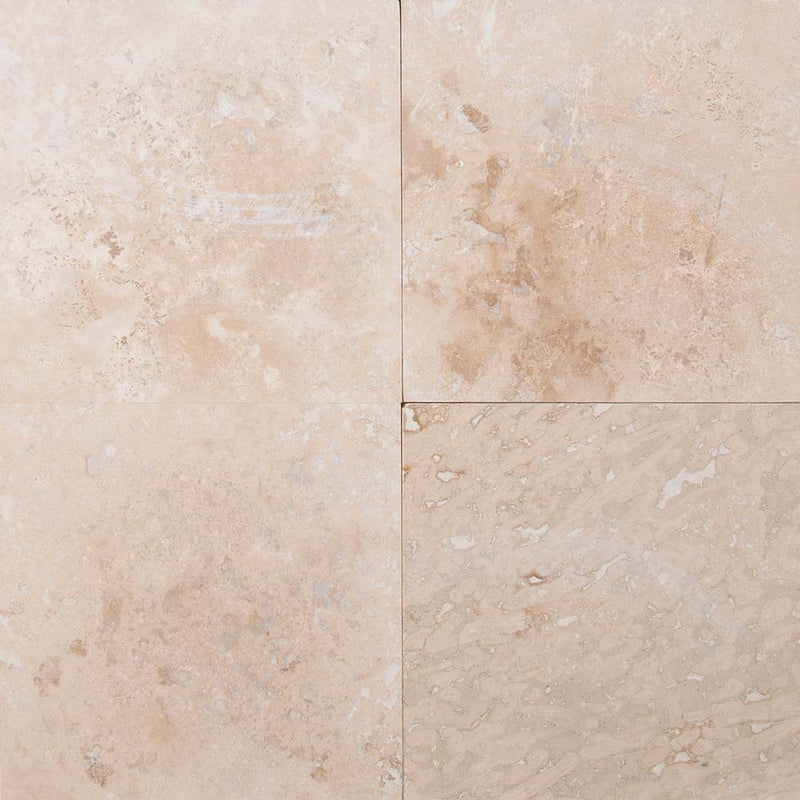 Tuscany classic 12 x 12 honed filled travertine floor and wall tile TTCLASLT1212HF product shot multiple tiles top view