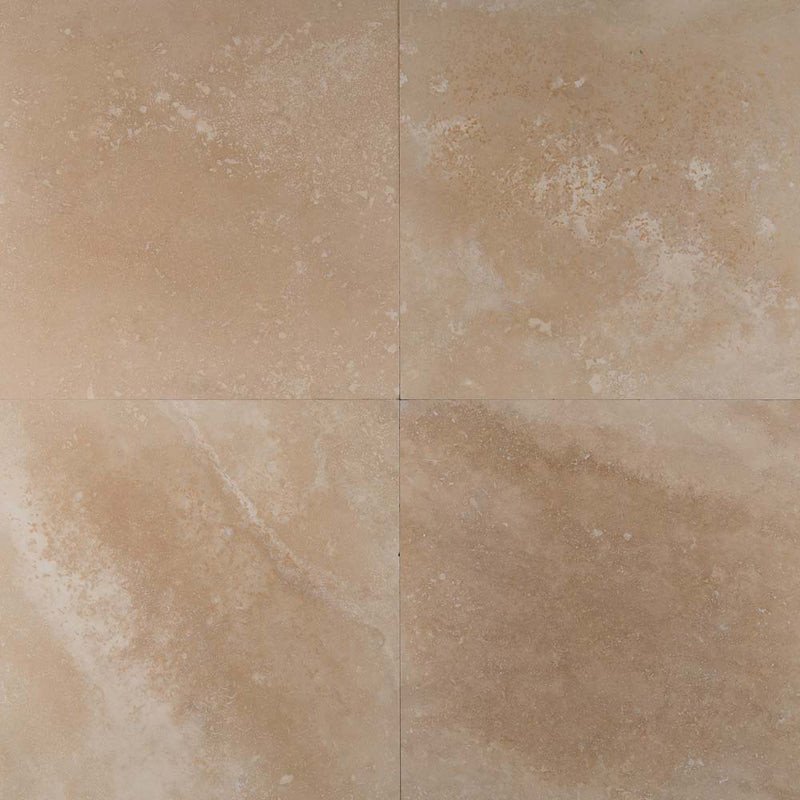 Tuscany ivory 18 x 18 honed filled travertine floor and wall tile TTIVORY1818HF product shot multiple tiles top view