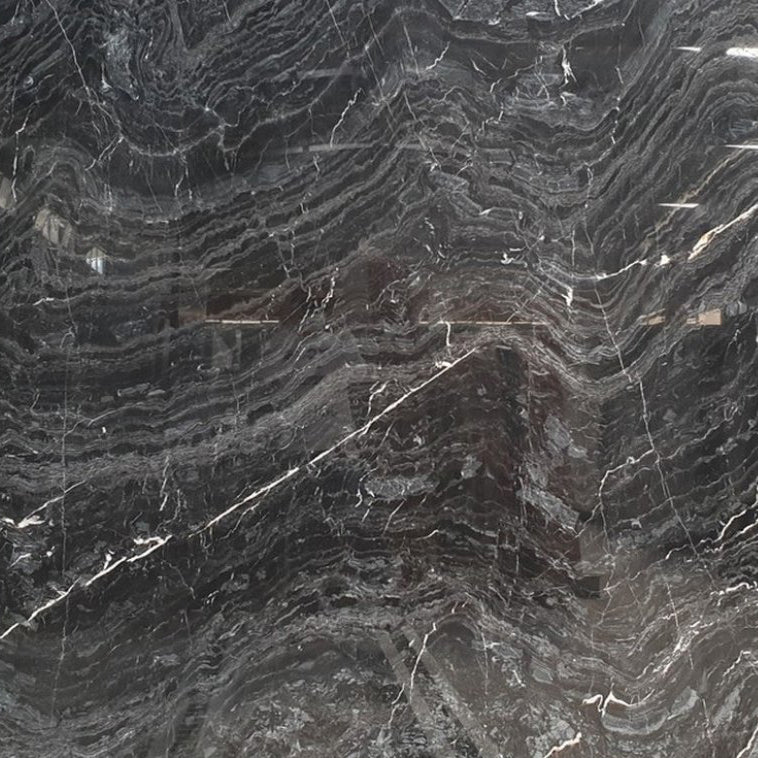 black wave marble slabs polished product shot closeup view